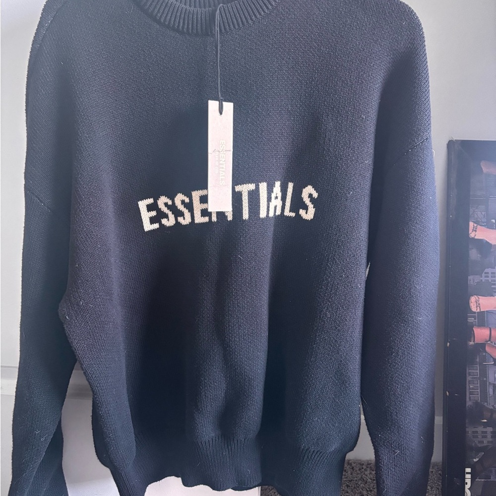 New with tags Essentials Fear of God black knit crewnwck sweater - Picture 3 of 6